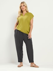 Yours Curve Grey Wide Leg Seam Joggers - Image 2 of 6