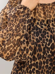 Yours Curve Natural Leopard Print Chiffon Top - Image 4 of 5
