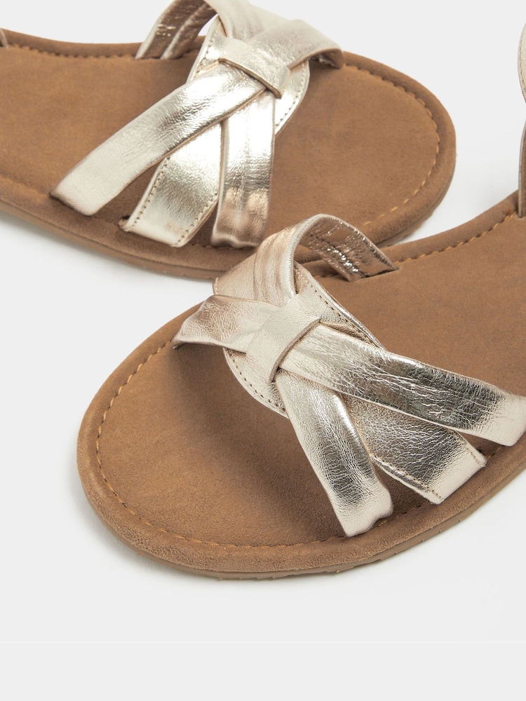Yours Curve Gold Extra Wide Fit EEE Faux Leather Cross Over Sandals - Image 4 of 4 Yours Curve Gold Extra Wide Fit EEE Faux Leather Cross Over Sandals - Image 4 of 4