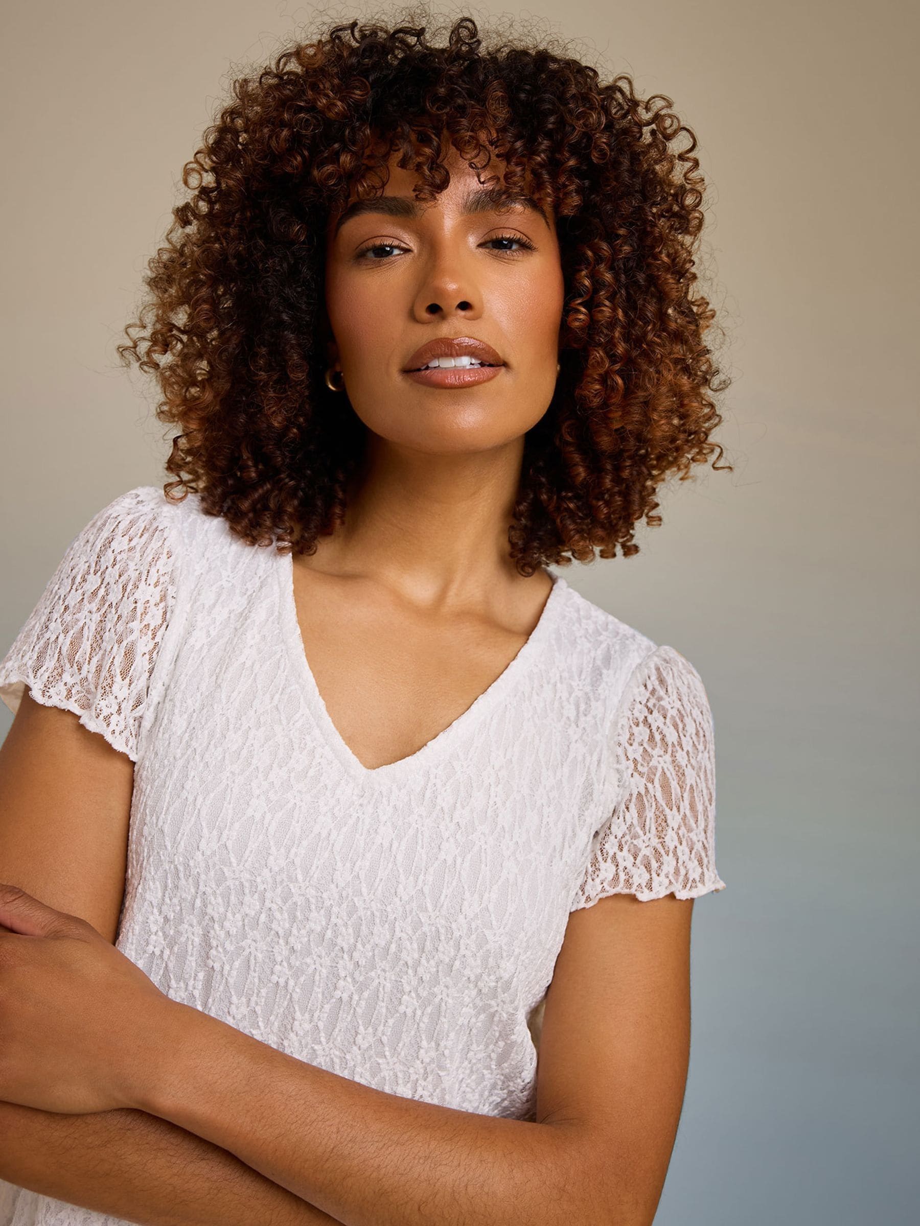 Buy M&Co White Floral Lace V-Neck Top from Next Canada