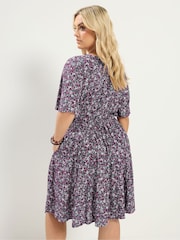 Yours Curve Black Ditsy Floral Smock Mini Dress - Image 2 of 6