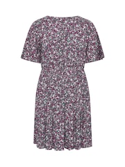Yours Curve Black Ditsy Floral Smock Mini Dress - Image 6 of 6