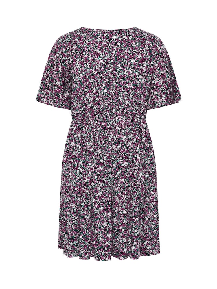 Yours Curve Black Ditsy Floral Smock Mini Dress - Image 6 of 6 Yours Curve Black Ditsy Floral Smock Mini Dress - Image 6 of 6