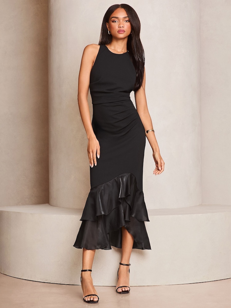Lipsy Black Sleeveless Ruffle Organza Hem Midi Dress - Image 2 of 4 Lipsy Black Sleeveless Ruffle Organza Hem Midi Dress - Image 2 of 4