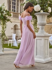 بنفسجي فاتح - Lipsy 3D Floral Trim Bardot Bridesmaid Maxi Dress - صورة 3 من 4