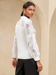 Lipsy White Luxury Lace Shirt - Image 4 of 5