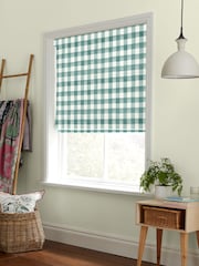Cath Kidston Green Hand painted Gingham Made to Measure 100% Cotton Roman Blind - Image 2 of 6