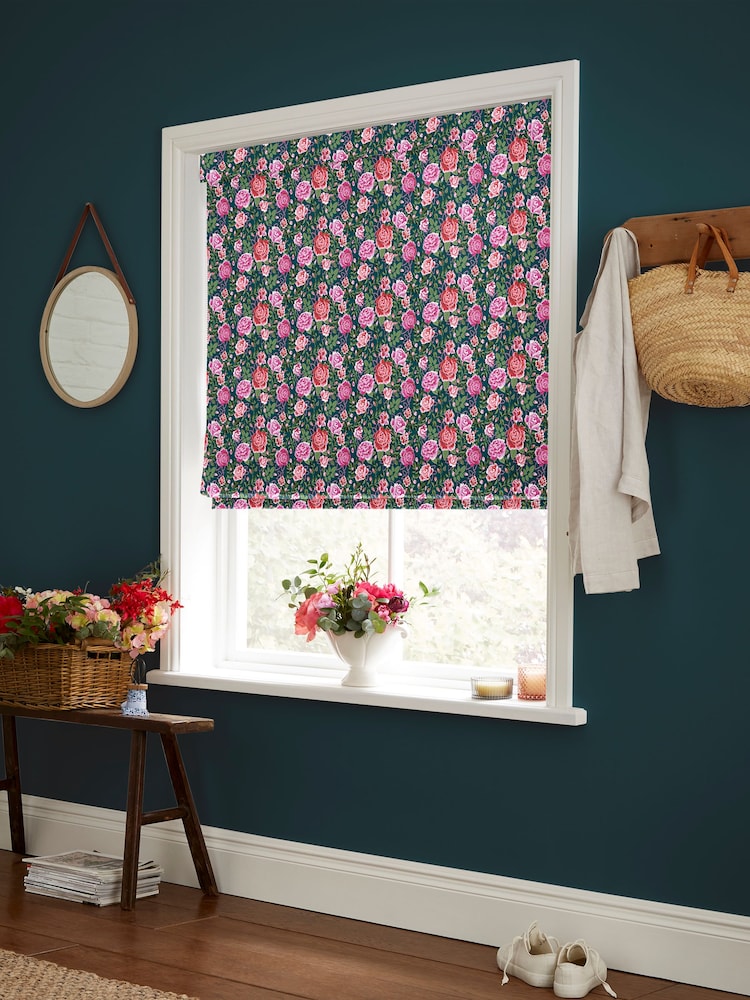 Cath Kidston Teal Blue Dolly Rose Made to Measure 100% Cotton Roman Blind - Image 2 of 6