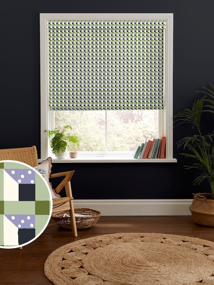 Cath Kidston Green Check Made to Measure 100% Cotton Roman Blind - Image 1 of 6