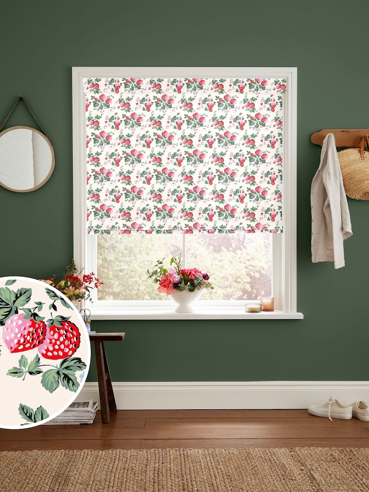 Cath Kidston Pink Strawberries Print Made to Measure 100% Cotton Roman Blind - Image 1 of 6