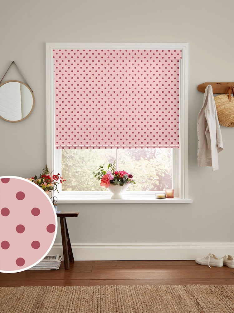 Cath Kidston Pink Button Spot Made to Measure 100% Cotton Roman Blind - Image 1 of 6