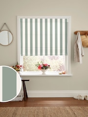 Cath Kidston Sage Green Canopy Stripe Made to Measure 100% Cotton Roman Blind - Image 1 of 6