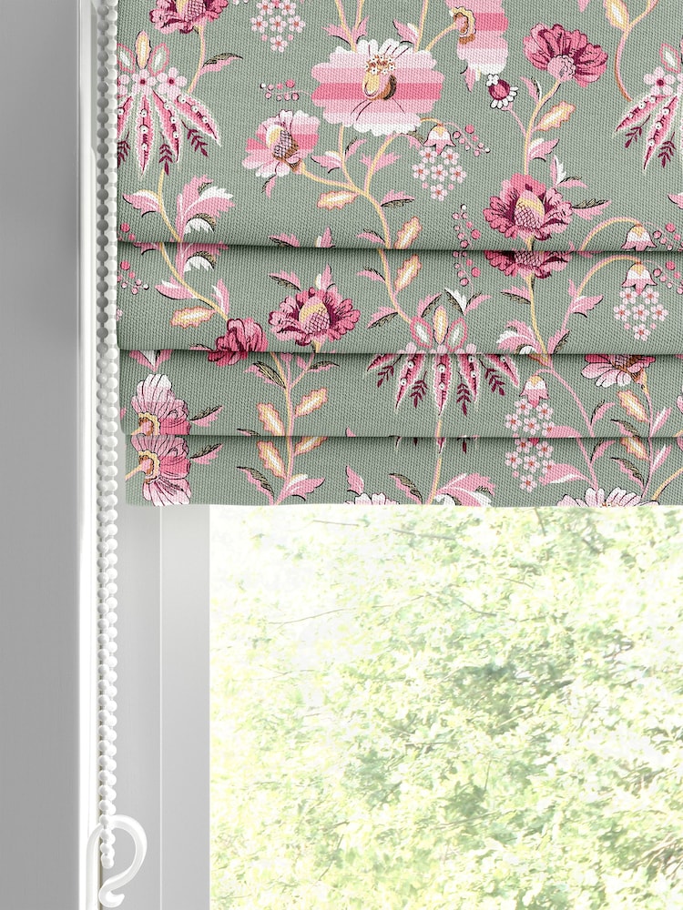 Cath Kidston Sage Green Friendship Gardens Made to Measure 100% Cotton Roman Blind - Image 2 of 6