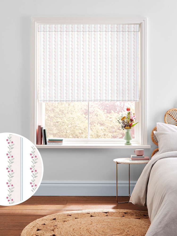 Cath Kidston Cream Ticking Vine Made to Measure 100% Cotton Roman Blind - Image 1 of 6