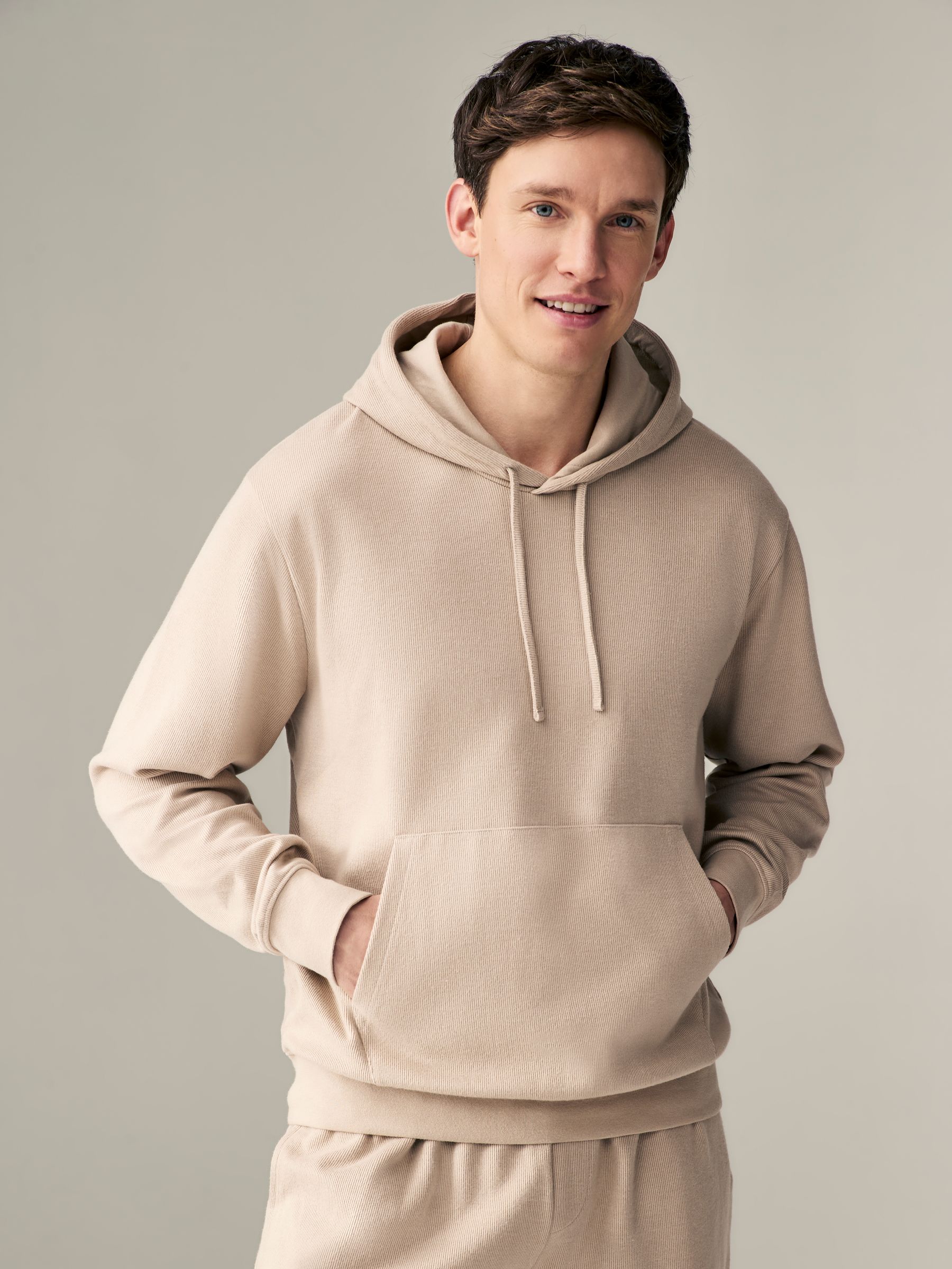 Buy Stone Neutral Supersoft Rib Hoodie from Next Kuwait