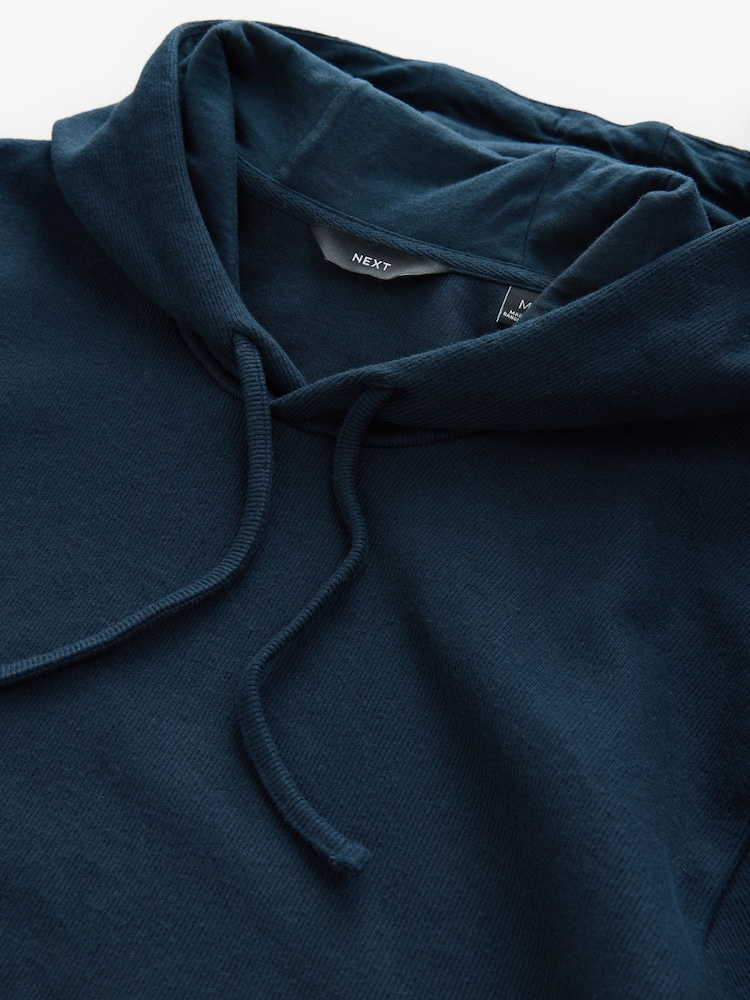 Bleu marine - Sweat à capuche super doux côtelé - Image 6 of 7