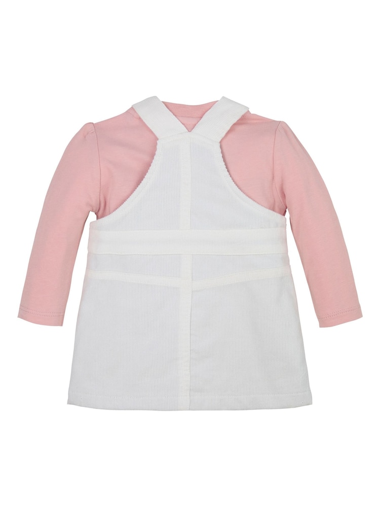 Tommy Hilfiger White 100% Cotton Monotype Corduroy Dungaree Dress Set - Image 2 of 2