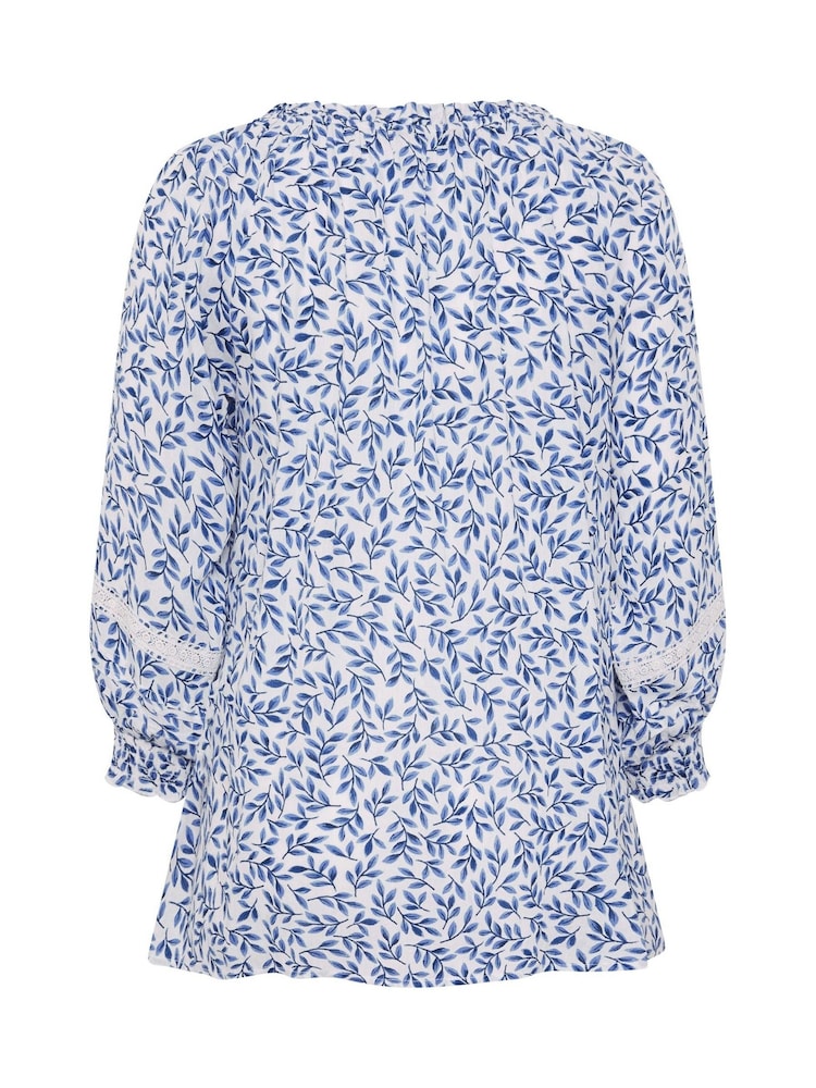 Yours Curve Blue Leaf Pintuck Blouse - Image 7 of 7 Yours Curve Blue Leaf Pintuck Blouse - Image 7 of 7