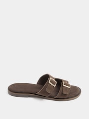 Yours Curve Brown Extra-Wide Fit EEE Double Buckle Footbed Mule - Image 2 of 4