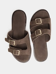 Yours Curve Brown Extra-Wide Fit EEE Double Buckle Footbed Mule - Image 4 of 4