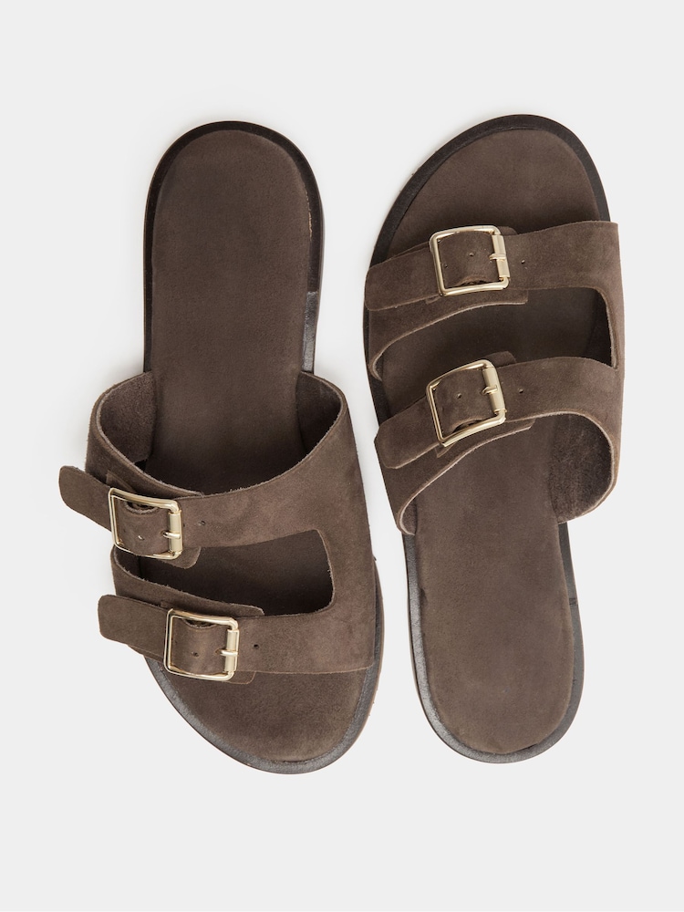Yours Curve Brown Extra-Wide Fit EEE Double Buckle Footbed Mule - Image 4 of 4 Yours Curve Brown Extra-Wide Fit EEE Double Buckle Footbed Mule - Image 4 of 4