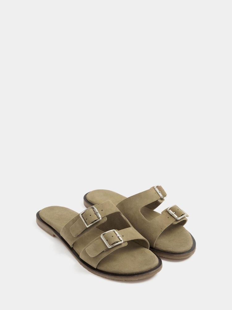 Yours Curve Natural Extra-Wide Fit EEE Double Buckle Footbed Mule - Image 2 of 4 Yours Curve Natural Extra-Wide Fit EEE Double Buckle Footbed Mule - Image 2 of 4