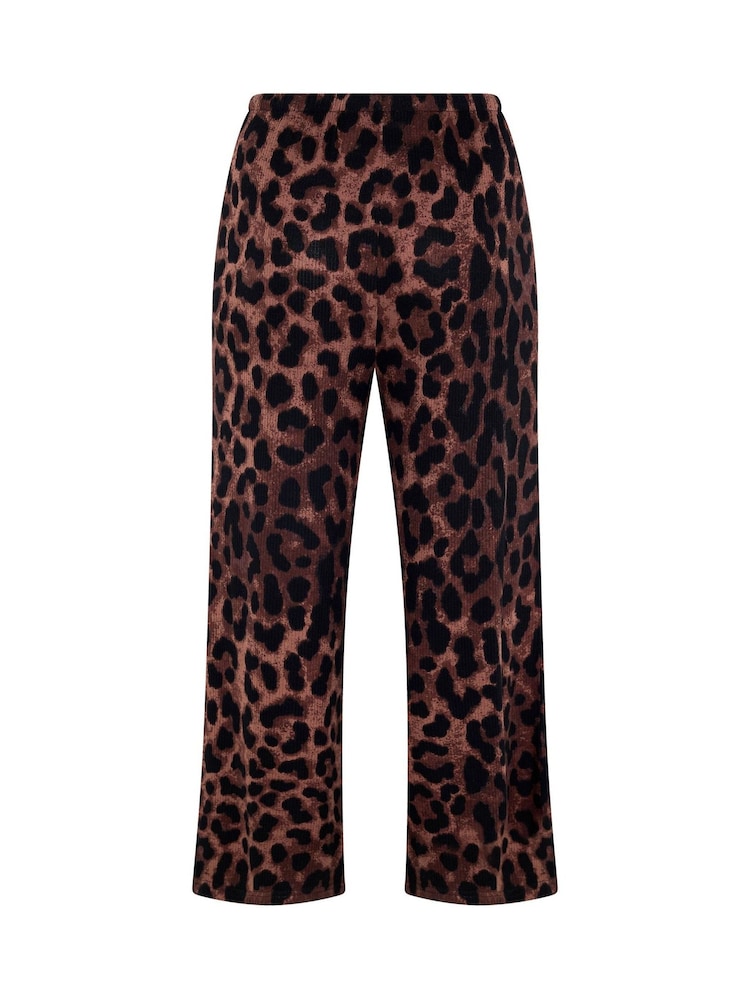 Yours Curve Brown Leopard Print Trousers - Image 6 of 6 Yours Curve Brown Leopard Print Trousers - Image 6 of 6