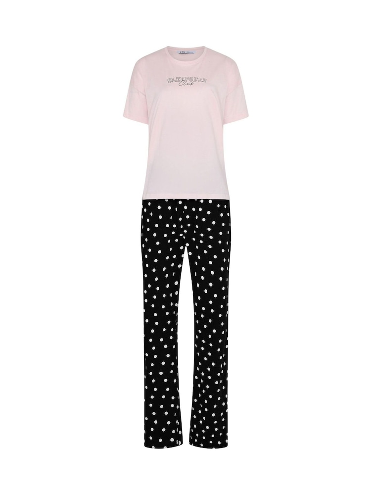 Long Tall Sally Pink Short Sleeve Wide Leg Pyjamas Set - Image 5 of 5