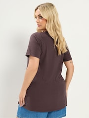 Yours Curve Brown Ribbed Short Sleeve T-Shirt - Image 2 of 5