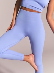 Cornflower Blue Ribbed Seamless High Waist Leggings - Image 1 of 4