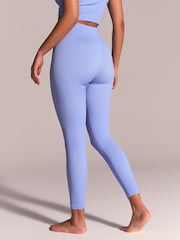Cornflower Blue Ribbed Seamless High Waist Leggings - Image 3 of 4