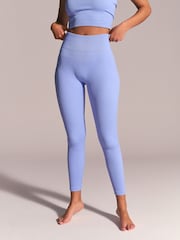 Cornflower Blue Ribbed Seamless High Waist Leggings - Image 4 of 4