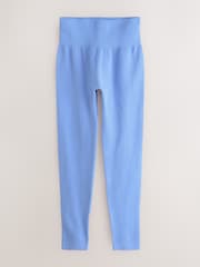 Cornflower Blue Ribbed Seamless High Waist Leggings - Image 5 of 7