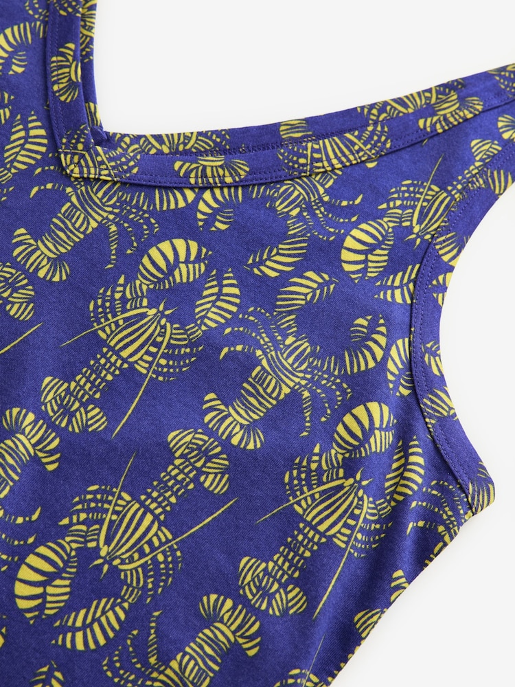 Blue/Yellow Lobster Print Modal Slouch Vest - Image 7 of 7