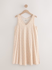 Pink Tile Print Sleeveless V-Neck Slouch Dress - Image 1 of 3
