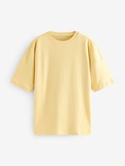 Buttermilk Yellow 100% Cotton Relaxed Fit Heavyweight Longline Crew Neck T-Shirt - Image 2 of 4