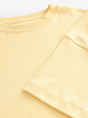 Buttermilk Yellow 100% Cotton Relaxed Fit Heavyweight Longline Crew Neck T-Shirt - Image 4 of 4