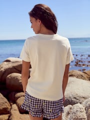 Graphic Ecru Cafe Print Essential Pure Cotton Short Sleeve Crew Neck T-Shirt - Image 2 of 8
