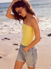Lemon Yellow Cotton Rich Bandeau Boobtube Top - Image 1 of 4
