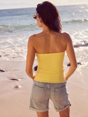 Lemon Yellow Cotton Rich Bandeau Boobtube Top - Image 3 of 4