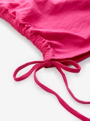 Bright Pink Ruched Tie Detail 100% Cotton Boobtube Top - Image 3 of 3