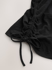 Black Ruched Tie Detail 100% Cotton Boobtube Top - Image 6 of 7
