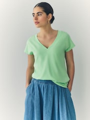 Aqua Green V-Neck Cap Sleeve T-Shirt - Image 1 of 1
