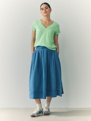 أخضر مائي - V-Neck Cap Sleeve T-Shirt - صورة 4 من 8