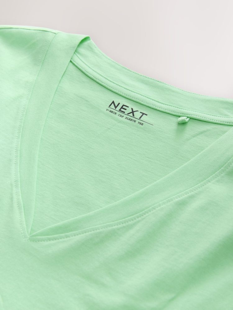 أخضر مائي - V-Neck Cap Sleeve T-Shirt - صورة 8 من 8