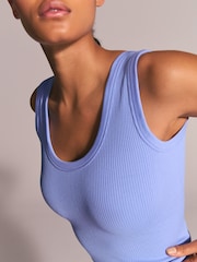Cornflower Blue Ribbed Seamless Vest Top - Image 2 of 3