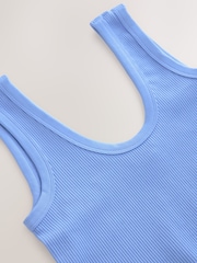 Cornflower Blue Ribbed Seamless Vest Top - Image 4 of 5