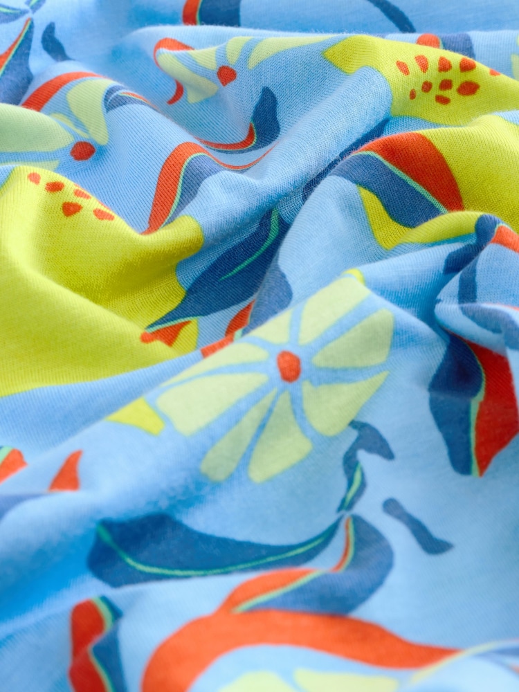 Blue Lemon Print Sleeveless V-Neck Slouch Dress - Image 6 of 7