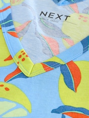 Blue Lemon Print Sleeveless V-Neck Slouch Dress - Image 7 of 7