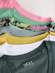 Floral/Pink/Green/Yellow/Grey/White/Black Modal Slouch T-Shirts 7 Pack - Image 14 of 14